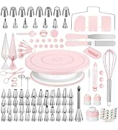 Kootek 158 Pcs Cake Decorating Kit with Cake Turntable, 64 Piping Tips, 50+2 Pastry Bags, Frostin...