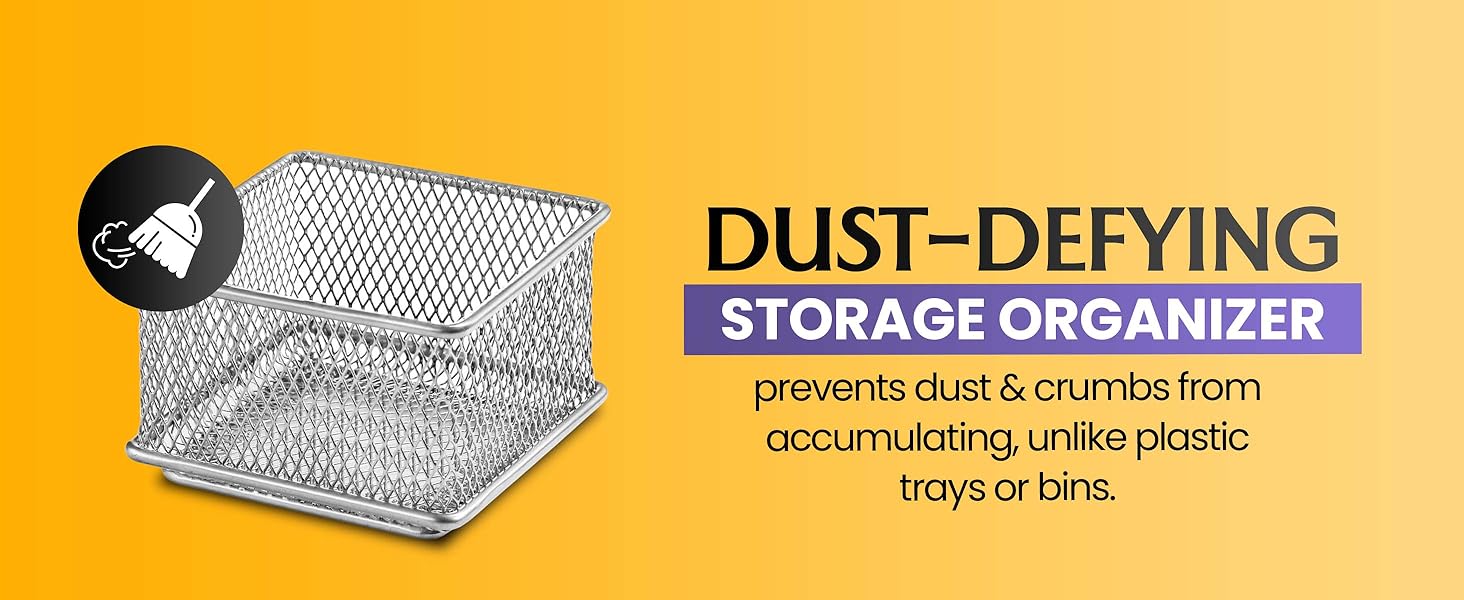 dust defying storage organizer