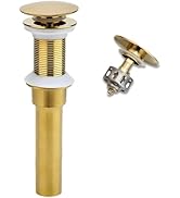 Rockgoya Bathroom Sink Drain, Gold Drain Stopper Bathroom Sink Without Overflow,Pop Up Drain Asse...