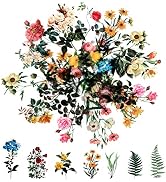 80 Pieces Natural Vintage Flower Stickers for Scrapbooking, Self-Adhesive Scrapbooking Stickers S...