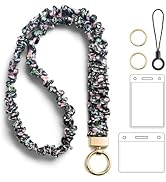 Stretchy Scrunchie Lanyard with ID Badges Holder, Retractable Keychain Holder for Women Teacher, ...