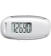3D Pedometer for Walking, Simple Walking Step Counter with Removable Clip and Strap, USB Recharge...