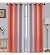 SimpleHome Ombre Room Darkening Curtains for Living Room, Light Blocking Gradient Coral to Greyis...