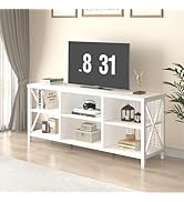 LVB White Entertainment Center, Industrial Wood TV Stand for 65 Inch TV, Modern Metal Media Conso...