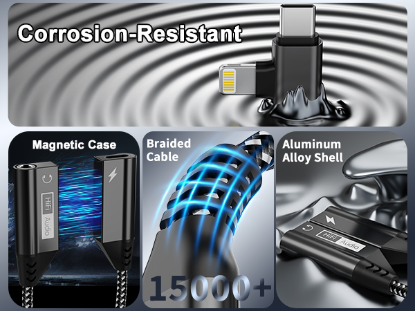 Lightning + USB C to 3.5mm headphone and Charger Adapter