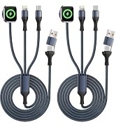 Travel Essentials 3 in 2 USB A/C Cable for Watch Charger/iPhone 17/IP Port, Multi Charging Cable ...