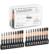 GRENPRO Allen Wrench Drill Bit Set Hex Head Impact Driver Bit Set 20pc (Metric&SAE), 1/4” Hex-Sha...