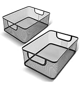 2 Pack EsOffcce Metal Mesh Steel Basket, 2 Size Household Food Sundry Storage Basket, Office Desk...