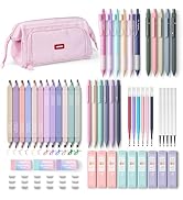Nicpro 55PCS Aesthetic School Supplies, Bible Study Supplies with Cute Pen Case, 12 Pastel Highli...