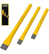 Renekton Heavy Duty Cold Chisels Set, Long 8", 10", 12", with Roll Pouch, 1 in, 3/4 in, 3/4 in, 3...