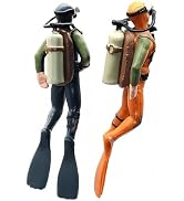 1PC Yellow Diver with Hose Squid Fish Tank Action Figure Divers: Scale Model Sea Animals Scuba Di...