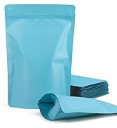 100 Pack Resealable Stand Up Bags,Smell Proof Pouch Sealable Foil Pouch Bags for Packaging (Blue,...