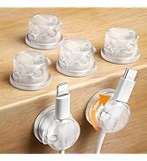 NEWDERY Magnetic Cord Organizer, 6 Pack Clear Adhesive Cable Clips with 360° Swivel & 1s Lock, De...