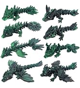 YVBBHE 8 Pcs 3D Printed Fidget Dragons with Eyes Toy Set, Small 3D Prints Articulated Animal Mode...
