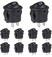 VEXUNGA Round Rocker Switch Black On Off 2 Pin Mini Round Toggle Switch 3A 250V 6A 125V 15MM Circ...