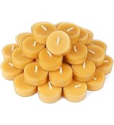 Natural Beeswax Tea Candles, DEYBBY Set of 40 Handmade Beeswax Candles, Clear Cup, Great for Home...