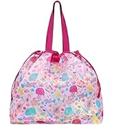 BrainyBees Extra Large Mesh Beach Bag with Drawstring - Lightweight Foldable Sand Toy Bag for Bea...