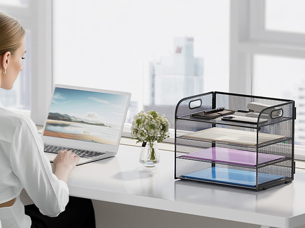 4 tier Mesh desktop organizer