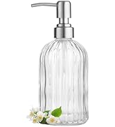 zuxzmj Clear Glass Soap Dispenser with 304 Rustproof Stainless Steel Pump 18oz for Kitchen and Ba...