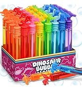 32 Pack Bubble for Kids Party Favors, 8 Style Mini Bubble Wands with Gift Box, Dinosaur Toys Bulk...