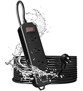 Outdoor Power Strip Weatherproof, 25 FT Extension Cord, Diivoo Waterproof Surge Protector with 4 ...