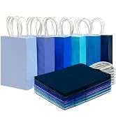 qiqee 30PCS Medium Gift Bag with Handles Bulk 11"x5"x8" Gift Bags 6 Different Blue Color Bags Mul...