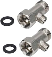 2PCS Bidet T Adapter, 7/8"x7/8"x3/8" 3 Way Valve Hose Fitting with Gasket | Toilet Faucet Splitte...