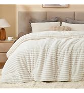 BEDELITE Fleece Queen Comforter Set -Super Soft & Warm Fluffy Cream White Bedding, Luxury Fuzzy H...
