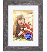 6x8 inch Picture Frame Made of Solid Wood and High Definition Glass Display Pictures 4x6 with Mat...