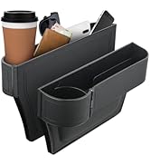 Demine 2 Pack Car Seat Gap Filler Organizer, Multifunctional Car Seat Organizer, Adjustable Leath...