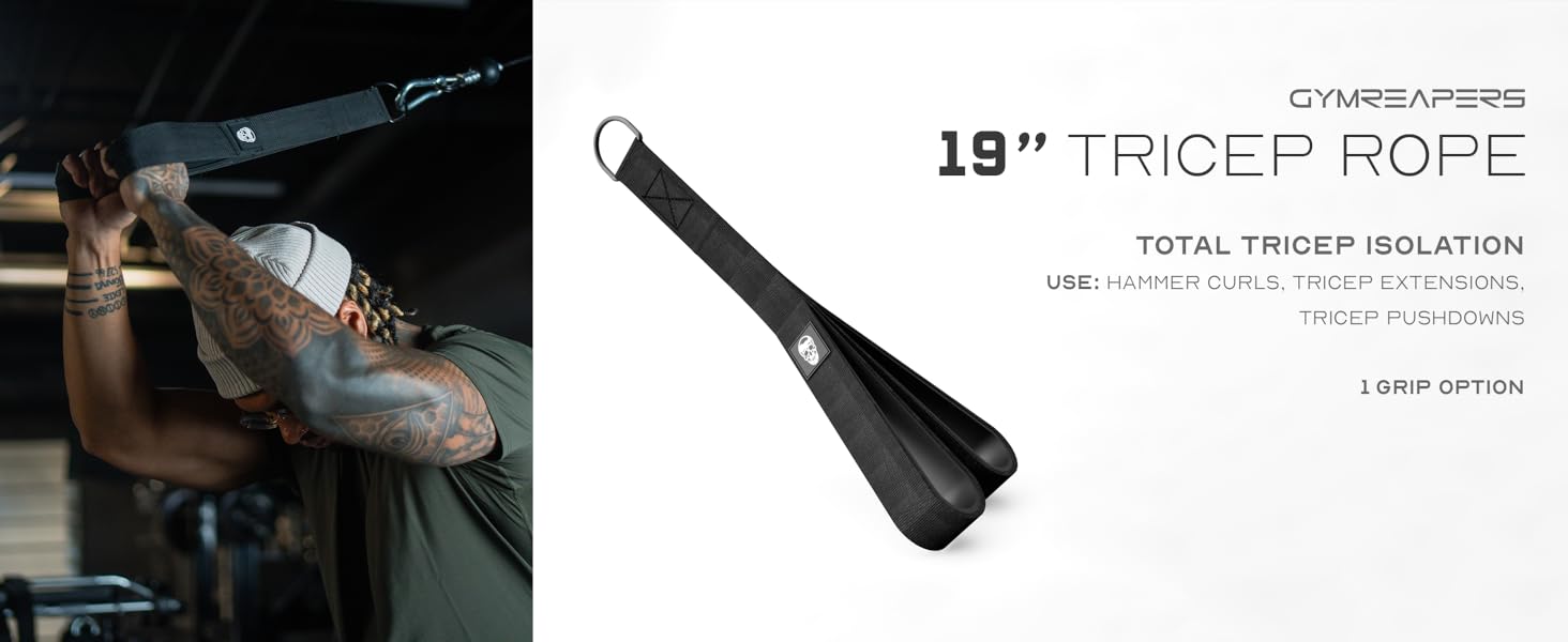 Gymreapers Multi-Grip Tricep Rope Gym Cable Attachment Pushdown Rope Cable Machine Attachment Rope