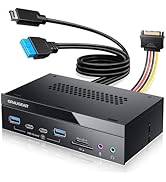 GRAUGEAR 5.25 Inch 10Gbps USB 3.2 PC Front Panel Card Reader with Audio Ports, SD/microSD Interna...