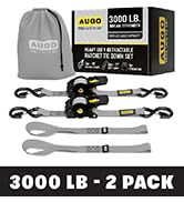 AUGO Retractable Ratchet Straps | 2 Heavy Duty Ratchet Straps Self Retractable Tie Down Straps wi...