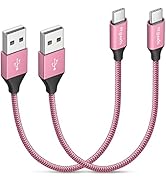 etguuds Pink USB C Cable Short 1ft, 2-Pack Fast Charging USB A to USB C Type Charger Cord for Sam...