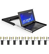 MT-VIKI 1U Rack Mount KVM Console, 8 Port KVM VGA Switch w/15.6'' LCD Monitor, 1080P, Mount into ...