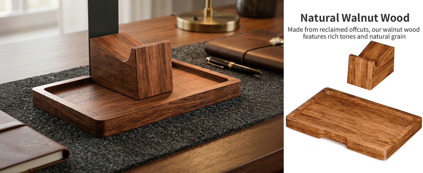 Solid Walnut Wood Headphone Stand with Controller Holder|2-in-1 Gaming Desk Organizer|for PS5