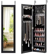Giantex Wall or Door Mounted Jewelry Cabinet with Full Length Mirror, Over The Door Jewelry Armoi...