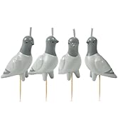 Genuine Fred Flock Party Pigeon Candles, Set of 4 Pigeon Party Candles, 2 Inch Tall, Bird Lover a...