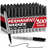 Taja (300 Counts) Permanent Markers, Fine Tip, Black, Quick-Drying and Fade-Resistant Bulk Marker...