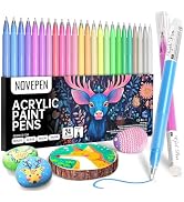 Acrylic Gel Pens, 24 Colors Adult Coloring Paint Pen, 1.0 Fine Tip Muticolor Marker Art Set for B...
