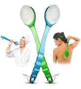 2 Pack Back Scrubber Shower Brush with 14 inch Long Handle, Soft Bristles Full Body Skin Exfoliat...