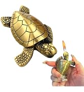 Creative Golden Turtle Desktop Torch Lighter - Portable Gas Lighter with Adjustable Soft Flame, R...