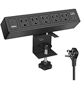 Desk Clamp Power Strip with PD20W USB-C,Total 40W Fast Charging Desk Edge Power Strip Surge Prote...