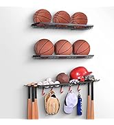 Mythinglogic Sports Equipment Storage Rack,Wall Mount Ball Storage Racks for garage, 3 Separate B...