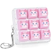 FunisFun Macaron Cat Mechanical Keyboard Fidget Keychain with Clicky Sound | 9-Key Kawaii Keyboar...