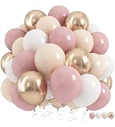 Nude Dusty Pink Balloons Set, 60Pcs 12 Inch Retro Blush Pink Apricot Helium Balloon with Beige Wh...