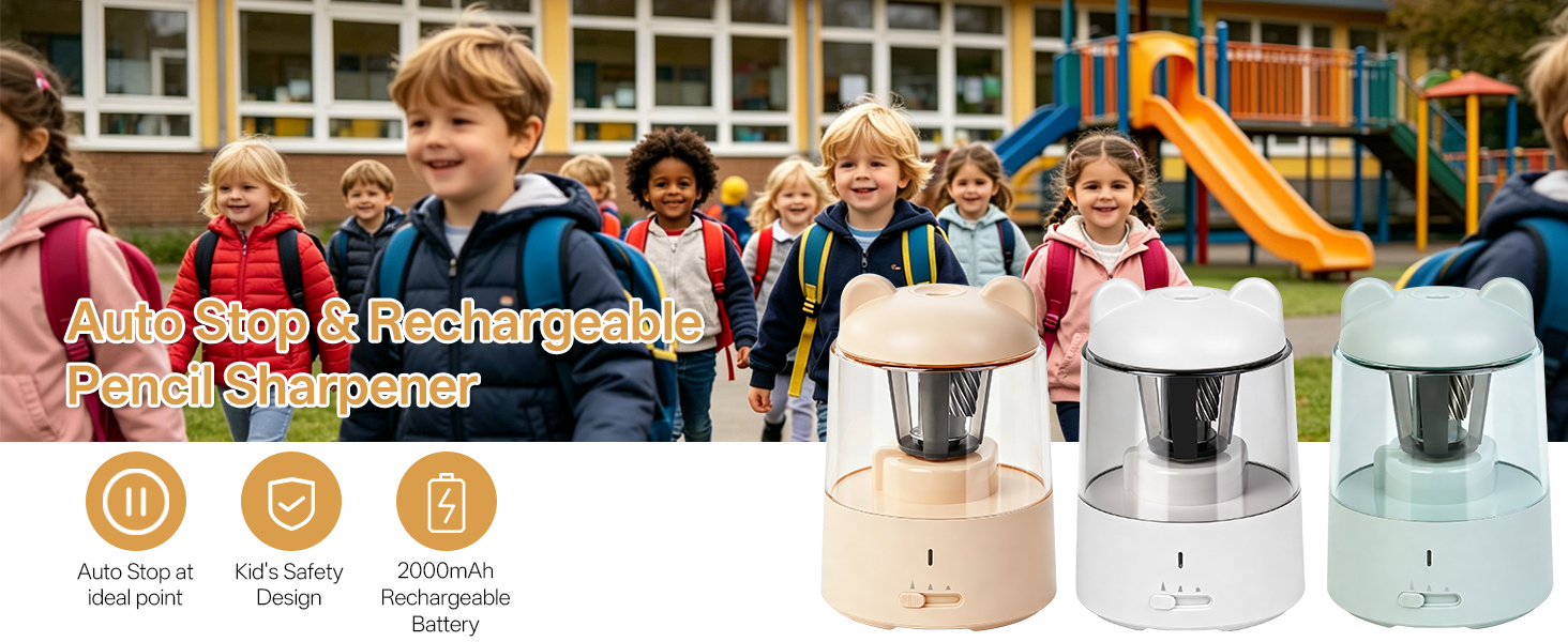Auto Stop & Rechargeable Pencil Sharpener