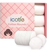 ICOTLE 100% Pure Cotton Round Pads for Face (210), Lint-Free Makeup Remover Pads, Soft, Absorbent...