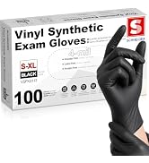 Schneider Vinyl Synthetic Exam Gloves, 4 Mil, Latex Free Disposable Gloves for Medical, Cooking, ...