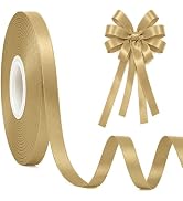 3/8In 30Yards Thin Gold Ribbon for Gift Flower Bouquet Graduation Christmas | Metallic Glossy, We...